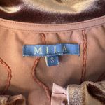 Milano Formals Mila Dress S Rust Brown Tiered Midi Long Sleeve Velvet Collar Embroidered Womens Photo 5