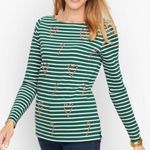 Talbots BATEAU NECK TEE - CANDY CANE HOLIDAY STRIPE size large petite Photo 0