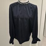 TCEC NWT  Navy Satin Blouse Sz M Photo 0