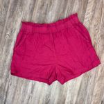 Isaac Mizrahi  Womens Pink Linen Shorts Stretch Ruffle Summer Size L Large Photo 0