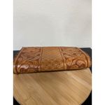 Vintage Tooled Leather Clutch Purse Floral Design Southwestern Boho Embossed Brown Photo 12