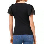 1. State  V-Neck Chiffon Short Flutter Sleeve black Top in size medium Photo 1