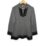 Soft Surroundings Gray V Neck Black Velvet Trim Pullover Sweater Size Large Photo 2