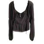 Boohoo Babydoll Whimsygoth crop blouse women’s 8 chiffon ruffle sweetheart NEW Photo 3