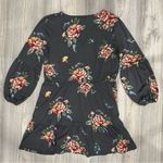 Maurice's  Gray Floral Cozy Tiered Long Puff Sleeve Mini Dress V Neck Size XL Photo 6