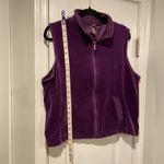 White Stag  Size XL Purple Velvet Velour Full Zip Vest Satin Trim Front Pockets Photo 4