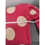 Joyce Pink Large Polka Dots Beaded Texture Kawaii Style Crew Neck Sweater Large Photo 6