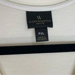 Worthington  | Petite White V-Neck Ruffle Front Sleeveless Top | PXL Photo 4