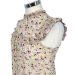 Monteau Floral Ruffle Sleeveless Blouse Size Small Ivory Yellow Pink Photo 8