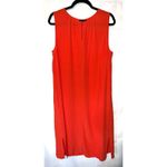 Eileen Fisher Red Lory Tencel Crepe Sleeveless Dress Size Large Coastal Summer Photo 2