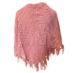 Poncho Open Knit Pink Mini Fringe Gold Thread OSFM Wool Blend XXI Y2K Boho Fairy Photo 5