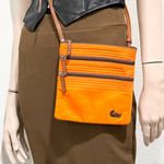 Dooney & Bourke North South Triple Zip Orange Nylon Embroidered Duck Crossbody Photo 3