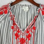 Kate Spade Womens Blouse Size XS Gray Striped Embroidered Tassels Boho Peasant Photo 13