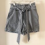 ZARA Gingham High Waist Paperbag Ruffle Shorts Black & White Photo 2