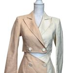 Significant Other Glider Blazer Linen Dress Cut Out Mini Peach Cream Womens Sz 4 Orange Photo 3