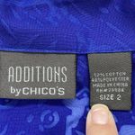 Chico's Additions by  Shirt Top Womens 2 US‎ L Blue Textured Floral Button Down Photo 4