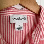 Peck & Peck  pink & white striped cotton stretch button down shirt size medium M Photo 1