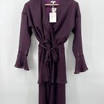 Joie NEW NWT ‎ Marcel Blackberry Houndstooth Tiered Long Sleeve Wrap Dress Small Photo 0