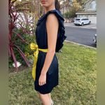 AQUA Formal Navy Satin Ruffle Open Back Dress size 12 Photo 3