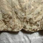 Susan Graver QVC Style Oriental Jacquard Jacket Blazer Gold Beige White Print Photo 3