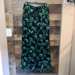 Anthropologie  Elevenses Navy & Kelly Green Floral Wide Leg Pants Photo 2
