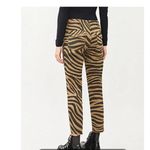 NILI LOTAN Jenna Pants Tiger Print Straight Leg Low Rise Size 2 or 27 Tan Photo 12