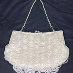 Beaded Evening Party Wedding White‎ Handbag Purse Chain Strap Kiss Lock Closure White Photo 0