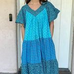 Free People 70s cottage style blue patchwork tiered dress / one size  Photo 0