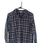 Woolrich Women's Size Large Black Grey Plaid Flannel Button Up Top Photo 1