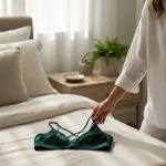 PINK - Victoria's Secret Victoria's Secret PINK Velvet Triangle Bralette in green. Photo 7