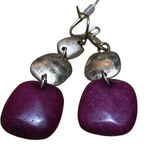 Women's Unbranded Purple Silver Beaded Drop Earrings One Size Photo 1