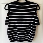 Ralph Lauren Lauren Rare Black & White Striped Cold Shoulder Sweater Size Medium Photo 2