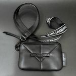 Karl Lagerfeld Paris Quilted Black Faux Leather Lanyard Wallet Photo 0