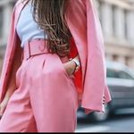 ZARA NWT  Collarless Hook Closure Long Sleeve Pink Blazer Jacket Size Small Photo 8