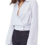 BLDWN Baldwin | Medium | Isla Wrap Top Skylight Optic White Stripe Blouse Shirt Photo 0