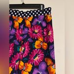 EUC Chaus Vintage Black & Purple Floral Polka Dot Rayon Shorts size 14 White Photo 7