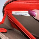 Bottega Veneta  Red/Orange Intrecciato Woven Nappa Leather Zip Around Wallet Photo 11