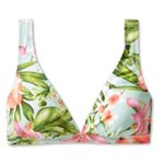 Kona Sol Elongated Triangle Tie Bikini Top Tropical Green Size S Adjustable New Photo 2