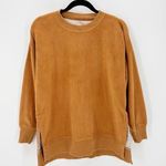 Aerie Fleece Sweater S Side Slits Burnt Orange oversized hi low balloon sleeve Photo 0