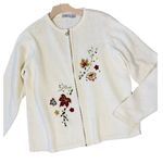 VINTAGE 90s JENNY BUCHANAN Embroidered Leaves Cardigan Red Size M Photo 1