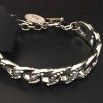 Guess  Pave Crystal Thick Link Bracelet w Toggle & G on Pink Charm w crystals Photo 1