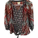 Fig and Flower Multicolor Geometric Women's Top Red Photo 0