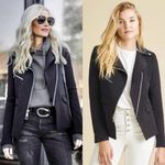 Veronica Beard NWOT  Scuba Hadley Jacket Coat Black Size 10/ Large Moto Photo 5