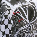 Vintage Deco Nouveau Verna Design B&W Square Cotton Scarf Black Photo 5