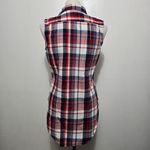 Fashion Web Red & Black PlaidSleeveless High Low Cotton Button Down Size Medium Photo 3
