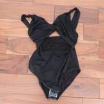 ASOS DESIGN Black Knot Front Plunge Cut Out One Piece Swimsuit Bathing Suit Size 8 Photo 1