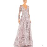 Mac Duggal 20402 Womens EMBELLISHED WRAP OVER ILLUSION LONG SLEEVE A LINE GOWN Photo 2