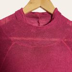 Free People Sangria Red Mockneck Weekend Snuggle Sheer Knit Long Sleeve Top L Photo 5