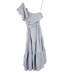 Nicole Miller NWT Linen Blend One Shoulder Ruffle Chambray Midi Dress Size XS Photo 9