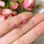 Rose Gold Pink Gem Stone Earrings Photo 0